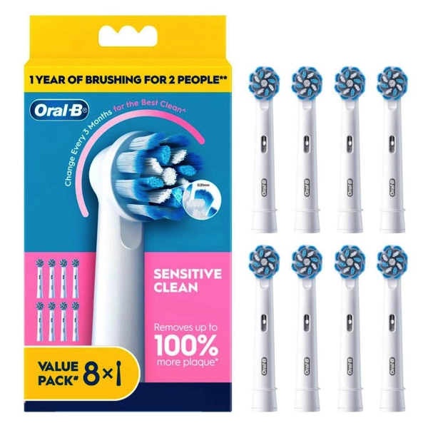 Oral-B Sensitive Clean Opzetborstels 8 stuks Wit