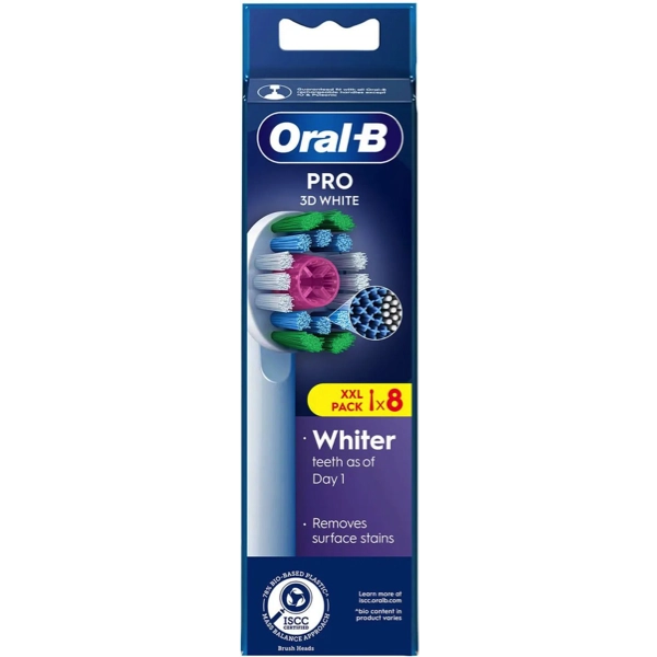 Verpakking Oral-B PRO 3D-White Opzetborstels Clean Maximiser 8 Stuks
