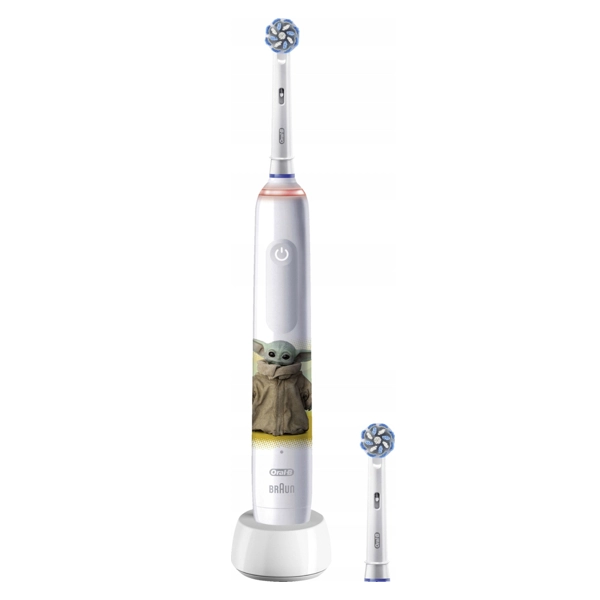 Vooraanzicht Oral-B Pro Junior Yoda Elektrische Tandenborstel Mandalorian