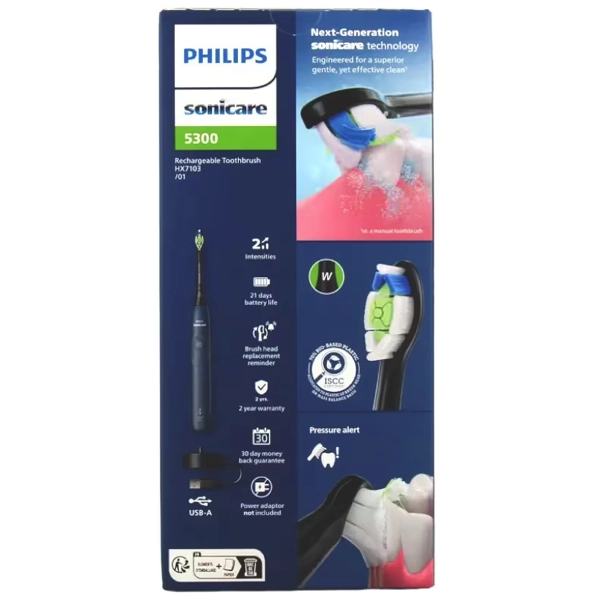 Achteraanzicht Philips Sonicare 5300 HX7103:01 Elektrische Tandenborstel Blauw