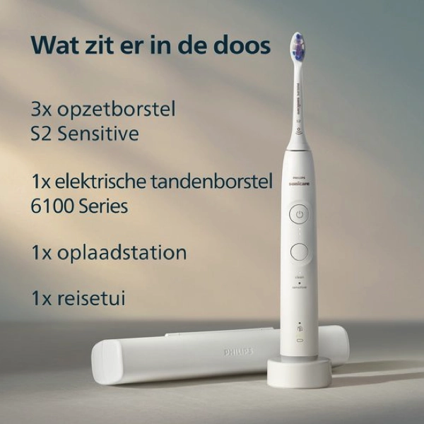 Vooraanzicht Philips Sonicare 6100 HX7400:02 Elektrische Tandenborstel Wit