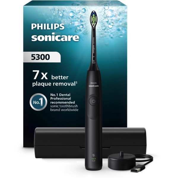 Vooraanzicht Philips Sonicare 5300 HX7101:02 Elektrische Tandenborstel Zwart