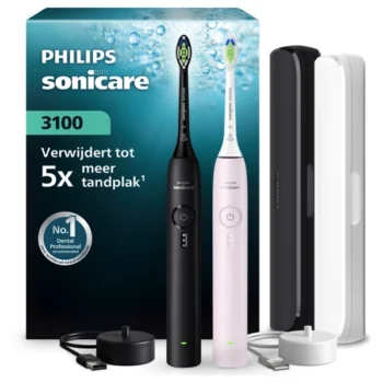 Philips Sonicare 3100 Duopack HX4072:42 Elektrische Tandenborstel Zwart en Roze