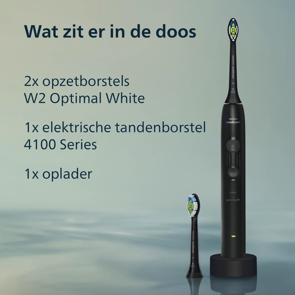 Vooraanzicht Philips Sonicare 4100 HX4042:52 Zwart Elektrische Tandenborstel