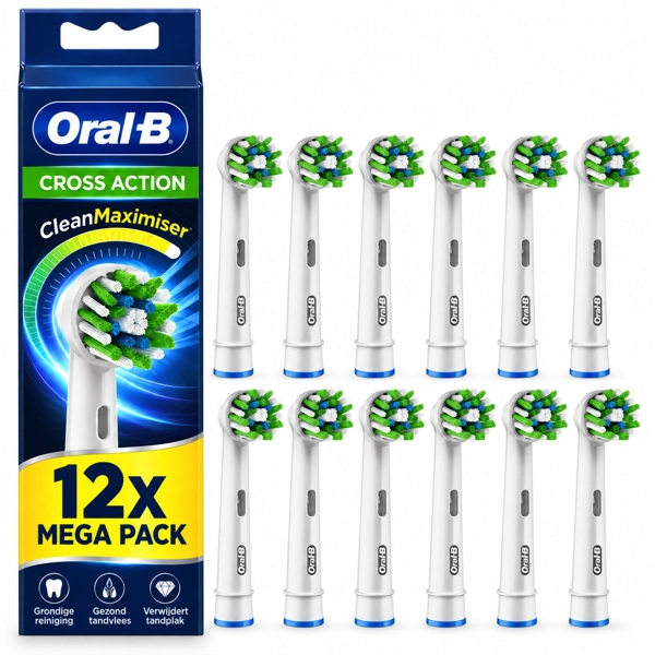 Oral-B Cross Action Clean Maximiser Opzetborstels Wit 12 Stuks