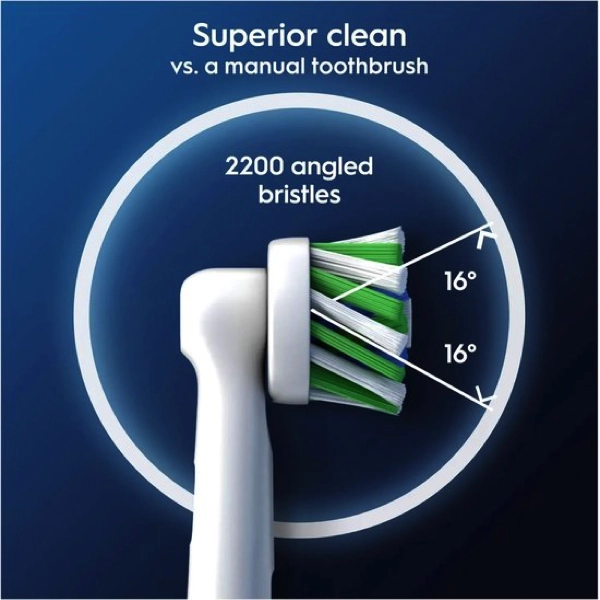 Zijaanzicht Oral-B Cross Action Clean Maximiser Opzetborstels Wit 12 Stuks