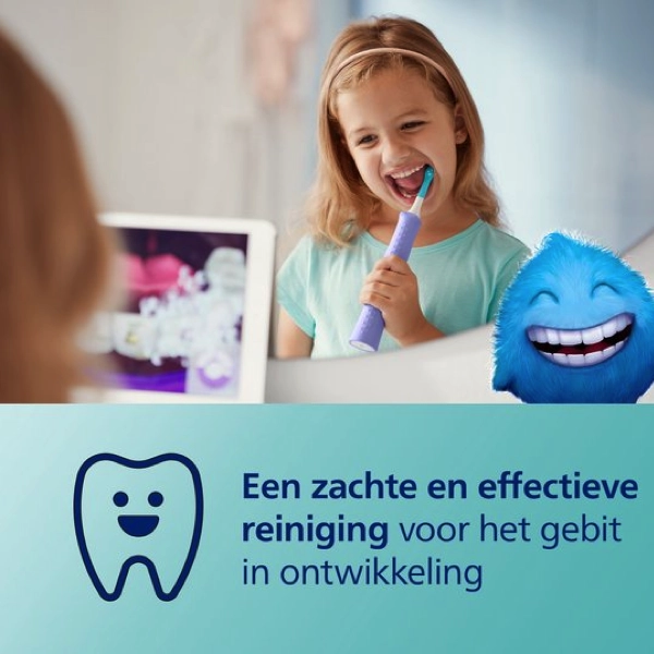 Zijaanzicht Philips Sonicare Kids Duopack Elektrische Tandenborstel Paars & Groen
